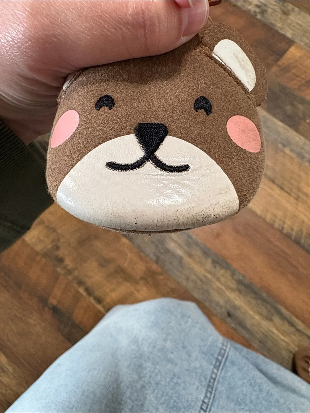 Wonder Nation Brown Bear Soft Sole Baby Shoes with Pink Cheeks